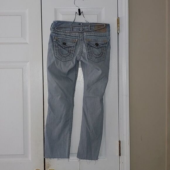 TRUE RELIGION Billy 25 Low Rise Straight Leg  Crop Jeans Flap Pockets - Picture 4 of 9